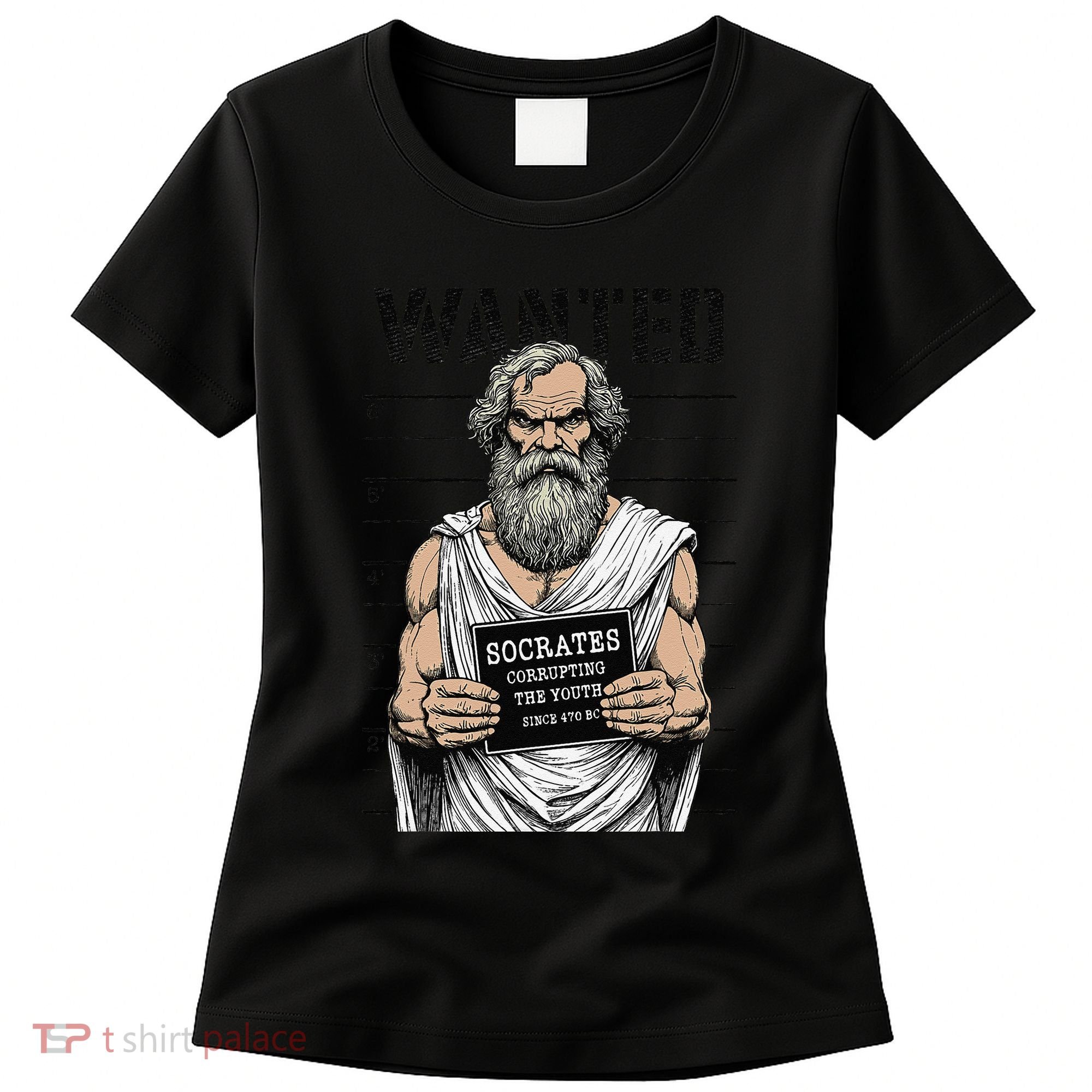 Socrates Corrupting Funny Philosophy Police Mugshot Women's T-Shirt