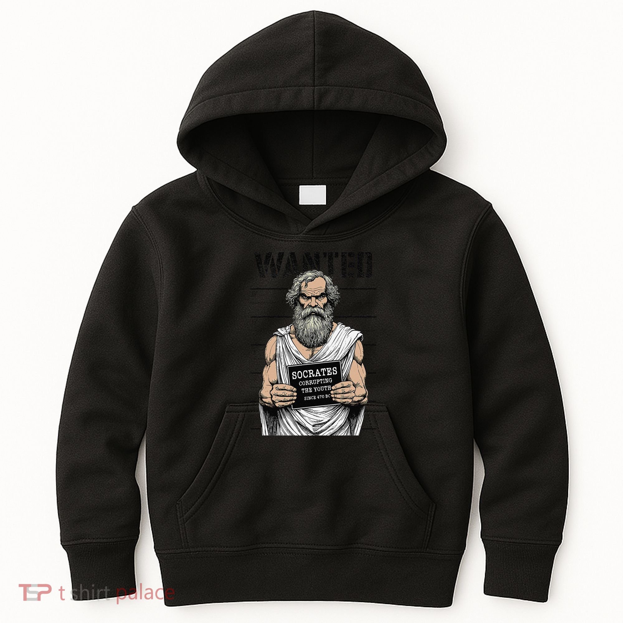 Socrates Corrupting Funny Philosophy Police Mugshot Kids Hoodie