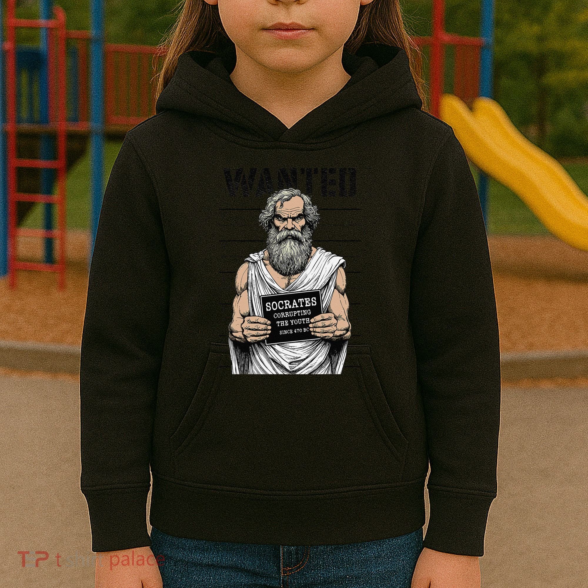 Socrates Corrupting Funny Philosophy Police Mugshot Kids Hoodie