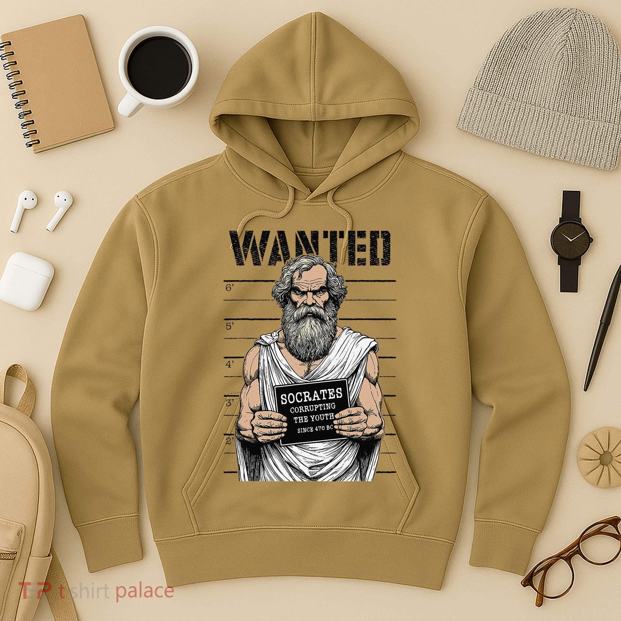 Socrates Corrupting Funny Philosophy Police Mugshot Hoodie