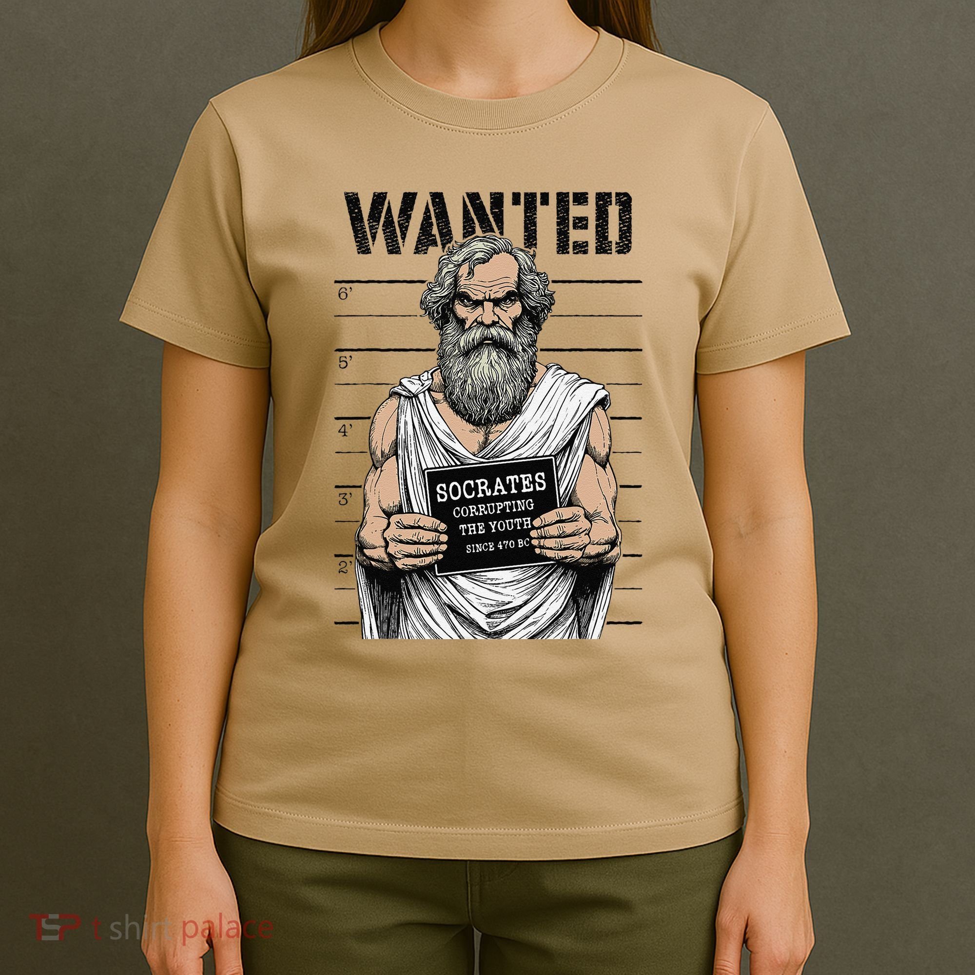 Socrates Corrupting Funny Philosophy Police Mugshot T-Shirt