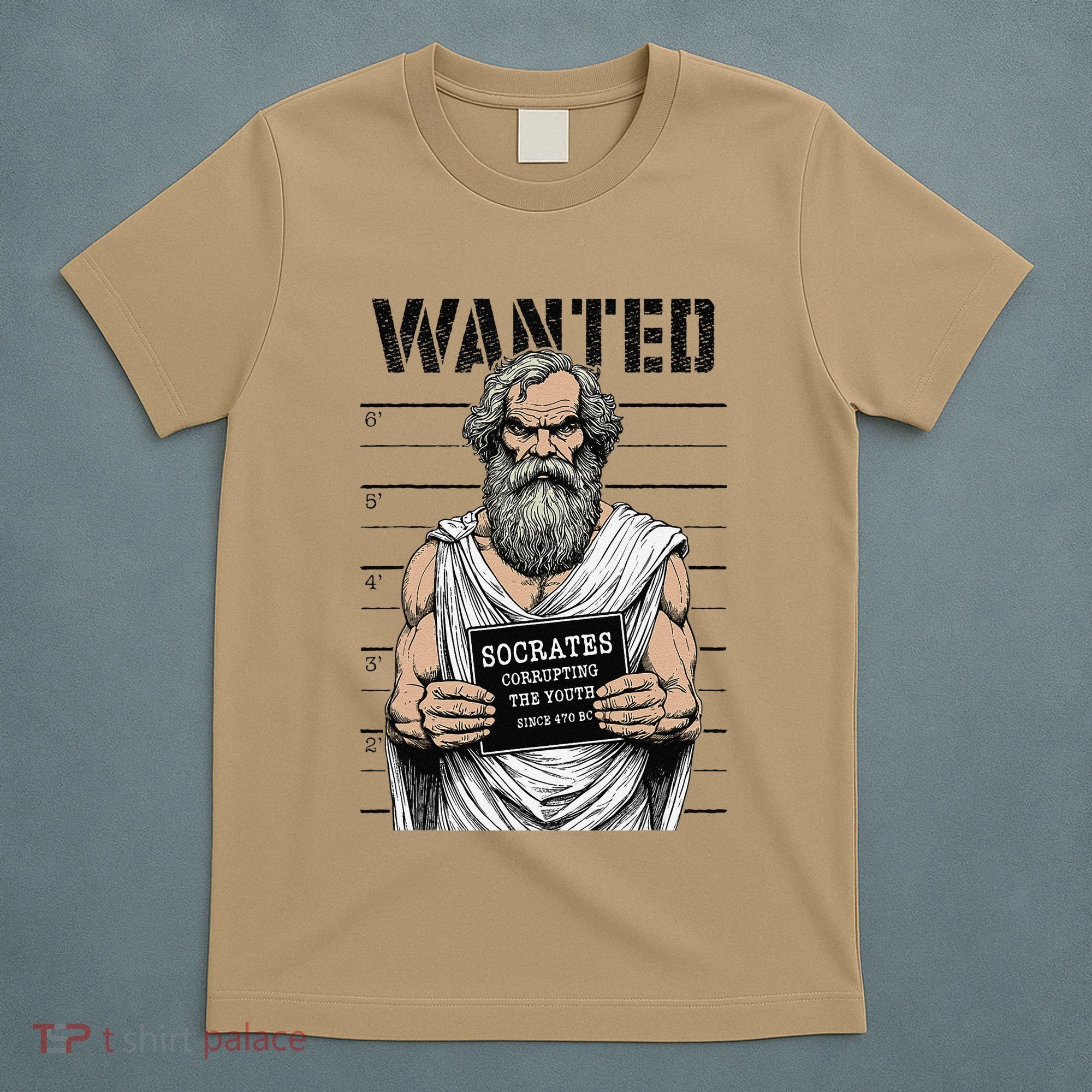 Socrates Corrupting Funny Philosophy Police Mugshot T-Shirt