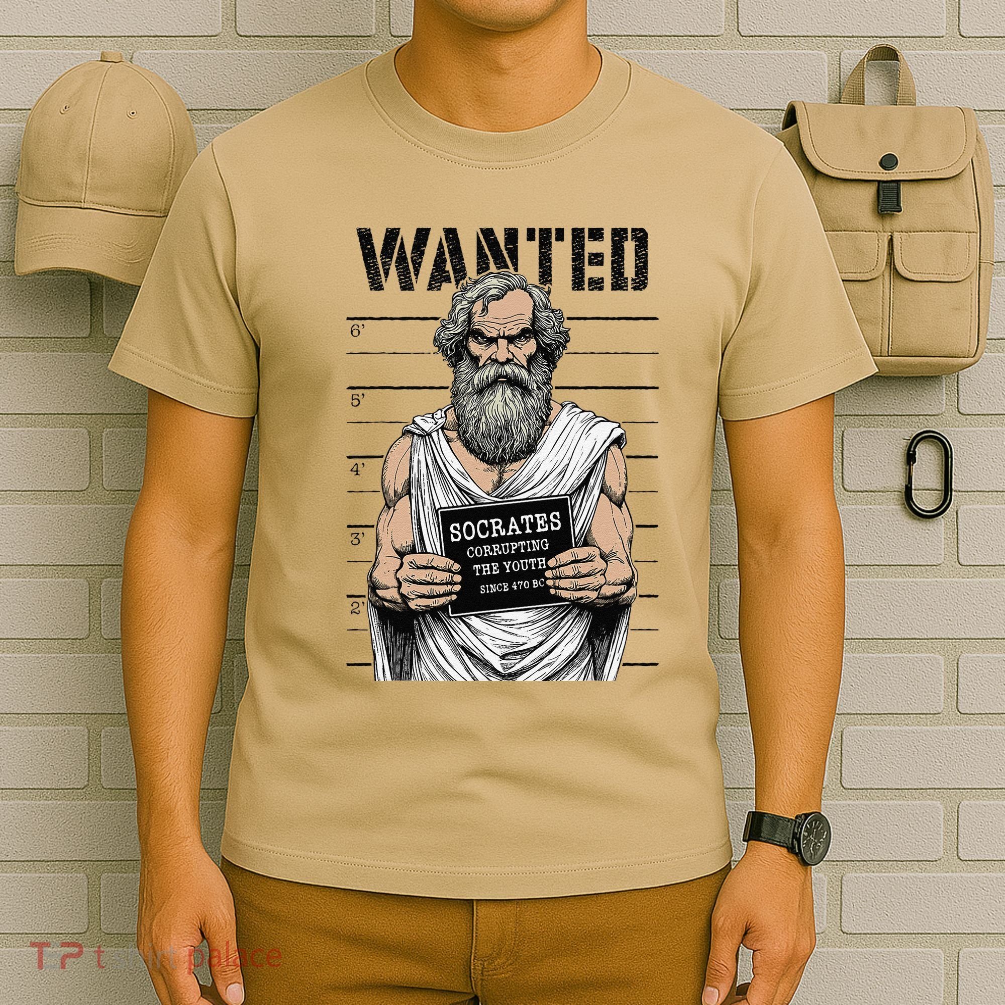 Socrates Corrupting Funny Philosophy Police Mugshot T-Shirt