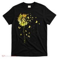 Sunflower Cat Gold Ribbon Childhood Cancer Awareness T-Shirt thumb 0