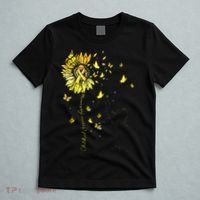 Sunflower Cat Gold Ribbon Childhood Cancer Awareness T-Shirt thumb 5