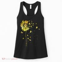 Sunflower Cat Gold Ribbon Childhood Cancer Awareness Women's Tank Top thumb 0