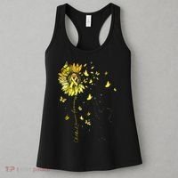 Sunflower Cat Gold Ribbon Childhood Cancer Awareness Women's Tank Top thumb 3