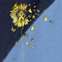 Sunflower Cat Gold Ribbon Childhood Cancer Awareness Raglan Baseball Sleeve Shirt thumb 2