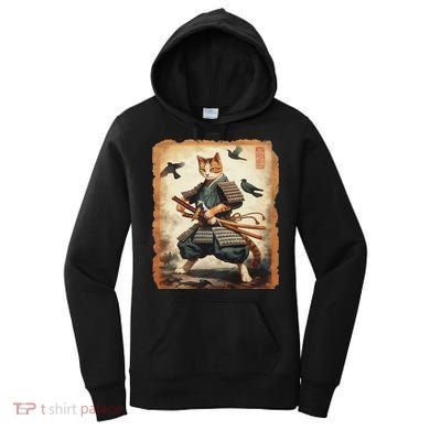 Samurai Cat Graphicwarrior Vintage Japanese Art Anime Women's Hoodie