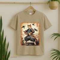Samurai Cat Graphicwarrior Vintage Japanese Art Anime T-Shirt thumb 2