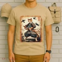 Samurai Cat Graphicwarrior Vintage Japanese Art Anime T-Shirt thumb 6
