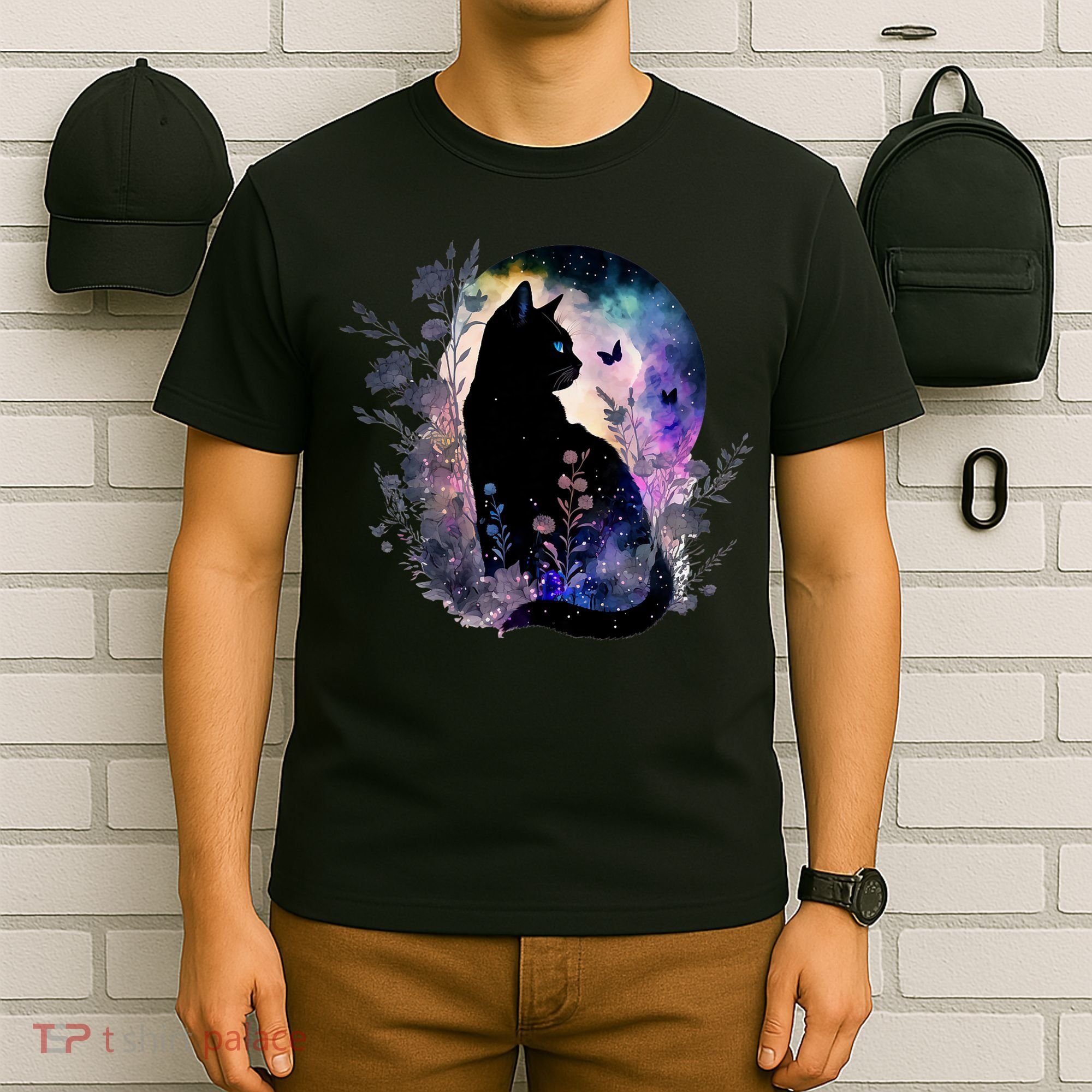 Space Cat Galaxy Cat Funny For Cat Dad Cat Mom Cat Lover Cat Alien Ufo T-Shirt