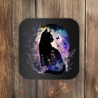 Space Cat Galaxy Cat Funny For Cat Dad Cat Mom Cat Lover Cat Alien Ufo Coaster thumb 0