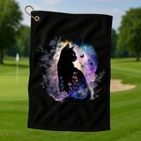 Space Cat Galaxy Cat Funny For Cat Dad Cat Mom Cat Lover Cat Alien Ufo Golf Towel thumb 1