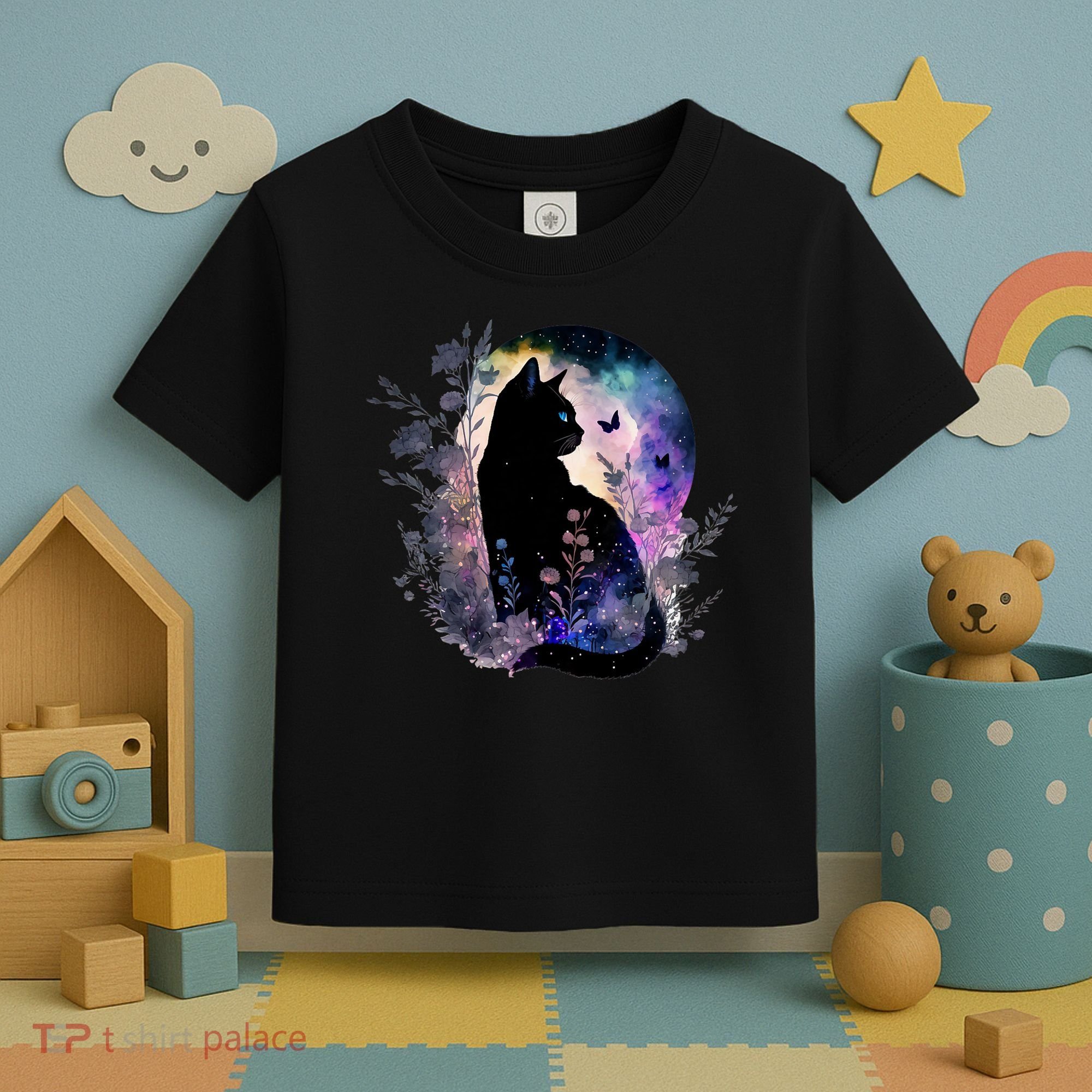 Space Cat Galaxy Cat Funny For Cat Dad Cat Mom Cat Lover Cat Alien Ufo Toddler T-Shirt