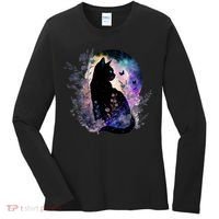 Space Cat Galaxy Cat Funny For Cat Dad Cat Mom Cat Lover Cat Alien Ufo Women's Long Sleeve Shirt thumb 0