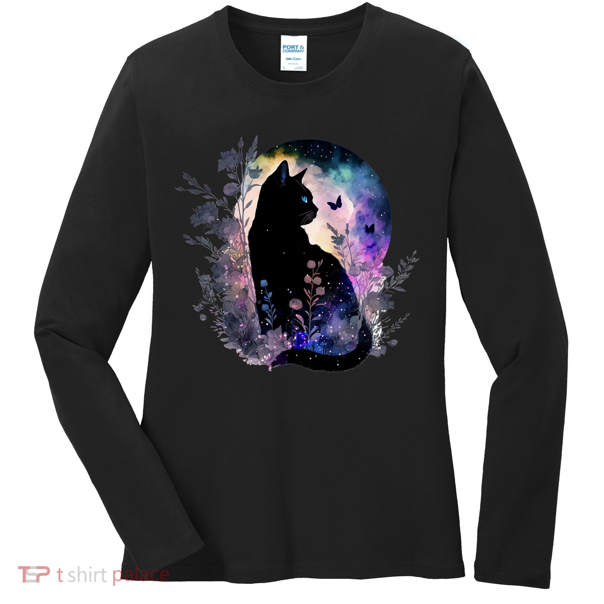 Space Cat Galaxy Cat Funny For Cat Dad Cat Mom Cat Lover Cat Alien Ufo Women's Long Sleeve Shirt