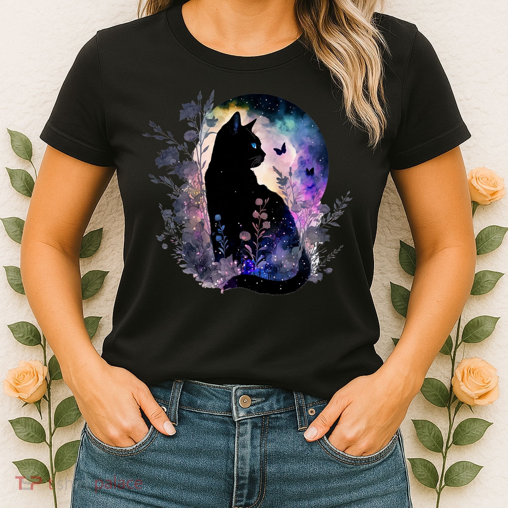 Space Cat Galaxy Cat Funny For Cat Dad Cat Mom Cat Lover Cat Alien Ufo Women's T-Shirt