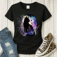 Space Cat Galaxy Cat Funny For Cat Dad Cat Mom Cat Lover Cat Alien Ufo Women's T-Shirt thumb 3