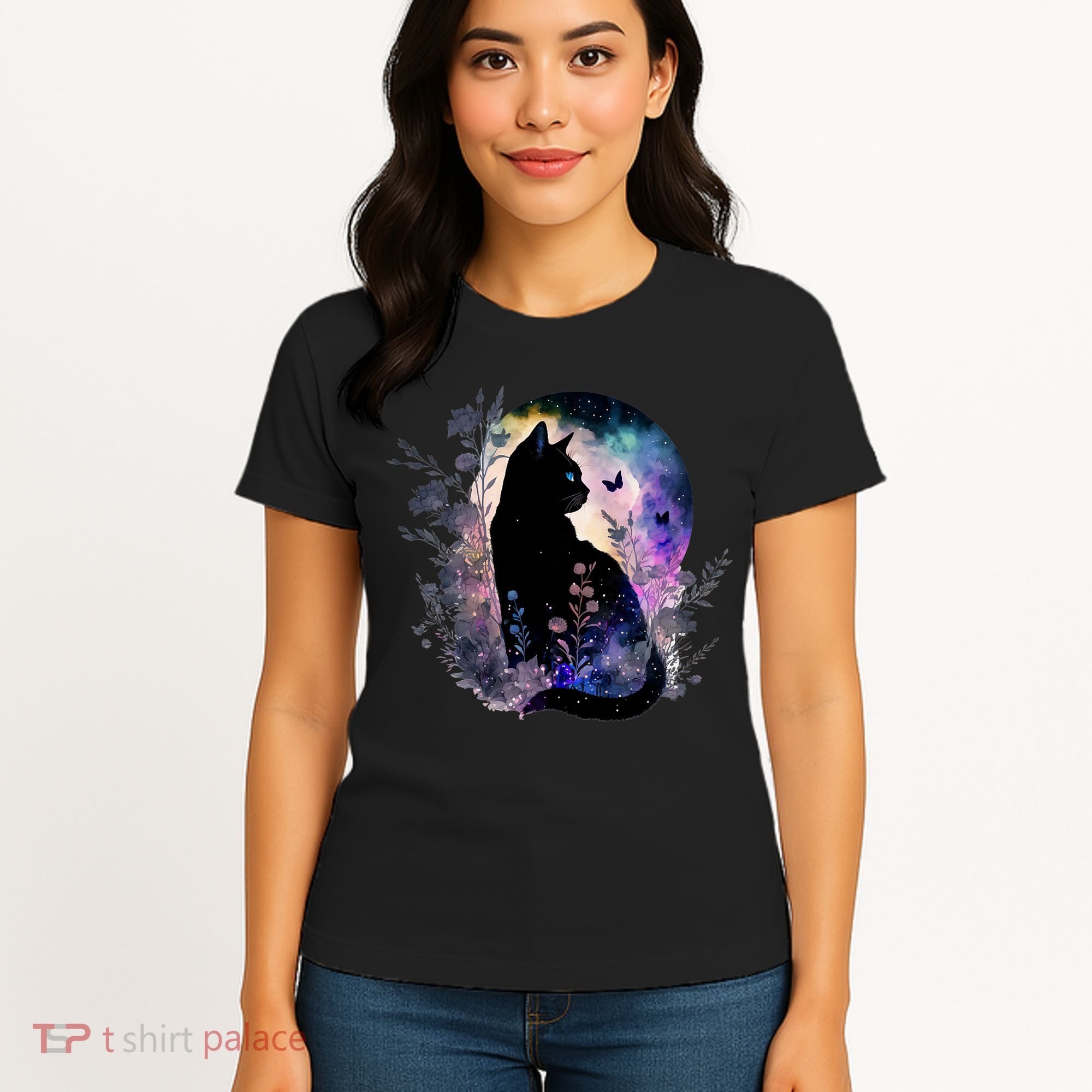 Space Cat Galaxy Cat Funny For Cat Dad Cat Mom Cat Lover Cat Alien Ufo Women's T-Shirt