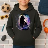Space Cat Galaxy Cat Funny For Cat Dad Cat Mom Cat Lover Cat Alien Ufo Kids Hoodie thumb 2