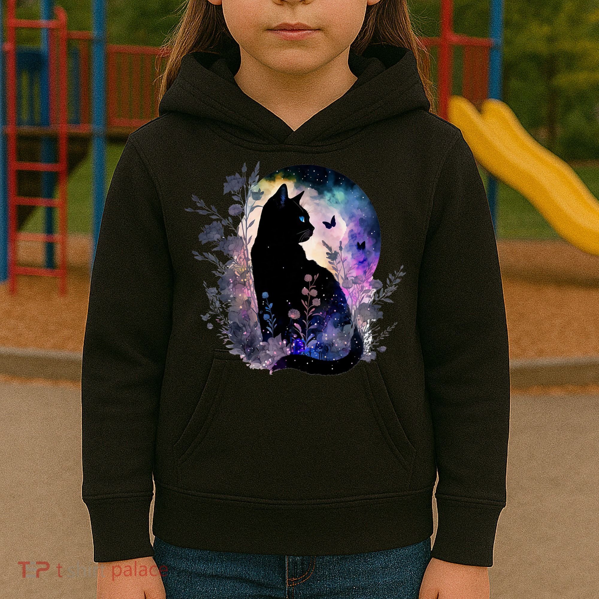 Space Cat Galaxy Cat Funny For Cat Dad Cat Mom Cat Lover Cat Alien Ufo Kids Hoodie