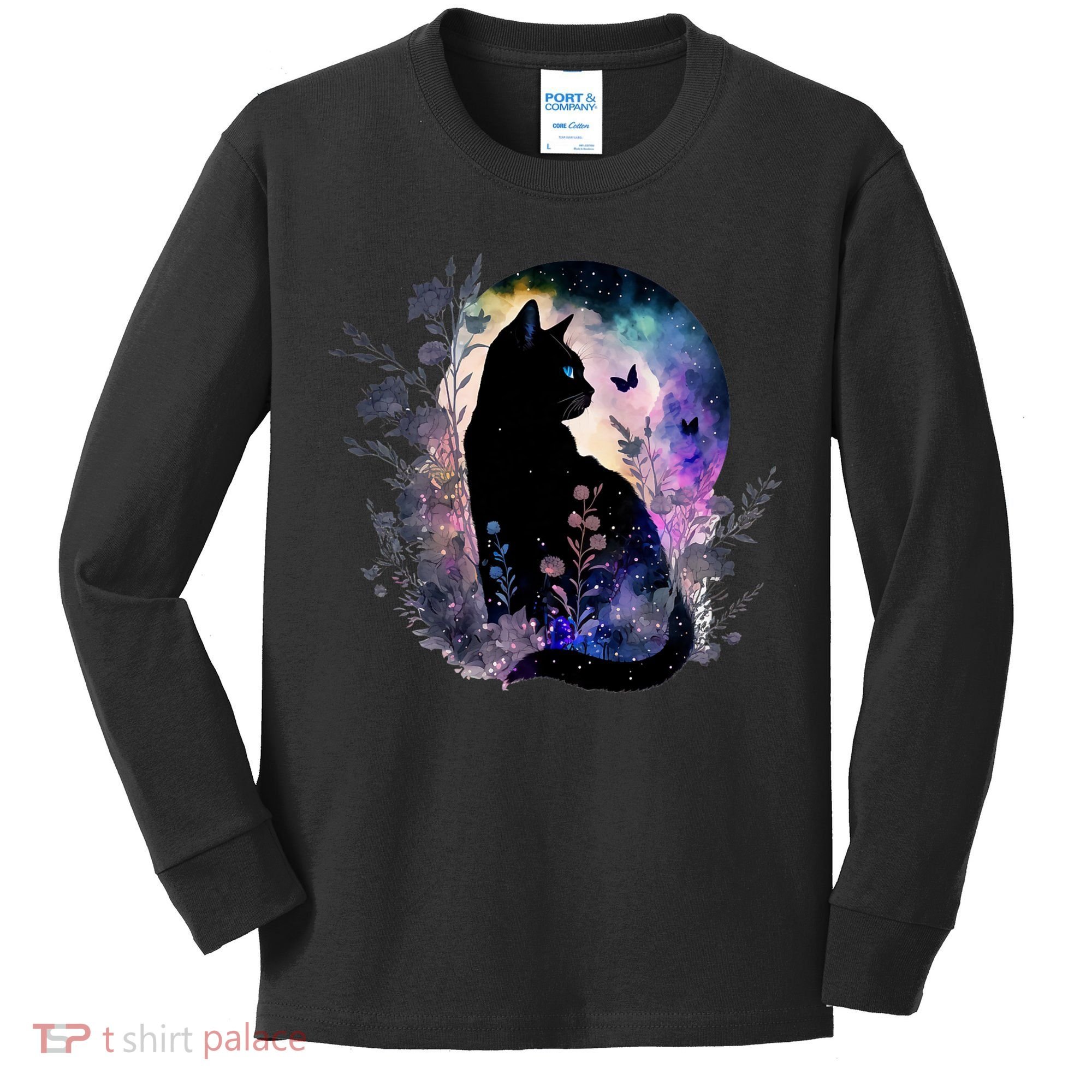 Space Cat Galaxy Cat Funny For Cat Dad Cat Mom Cat Lover Cat Alien Ufo Kids Long Sleeve Shirt
