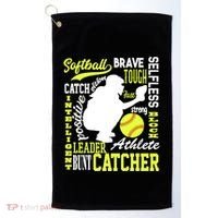 Softball Catcher Great For Ns Traits Of A Catcher Gift Golf Towel thumb 0
