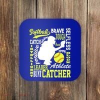 Softball Catcher Great For Ns Traits Of A Catcher Gift Coaster thumb 0