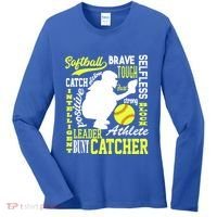 Softball Catcher Great For Ns Traits Of A Catcher Gift Women's Long Sleeve Shirt thumb 0