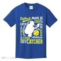 Softball Catcher Great For Ns Traits Of A Catcher Gift Kids T-Shirt thumb 0