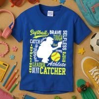 Softball Catcher Great For Ns Traits Of A Catcher Gift Kids T-Shirt thumb 3