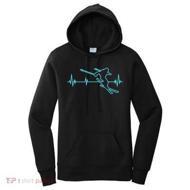 Ski Cool Gift Skiing Heartbeat Tee Skier Cool Gift Skiing Lover Gift Women's Hoodie