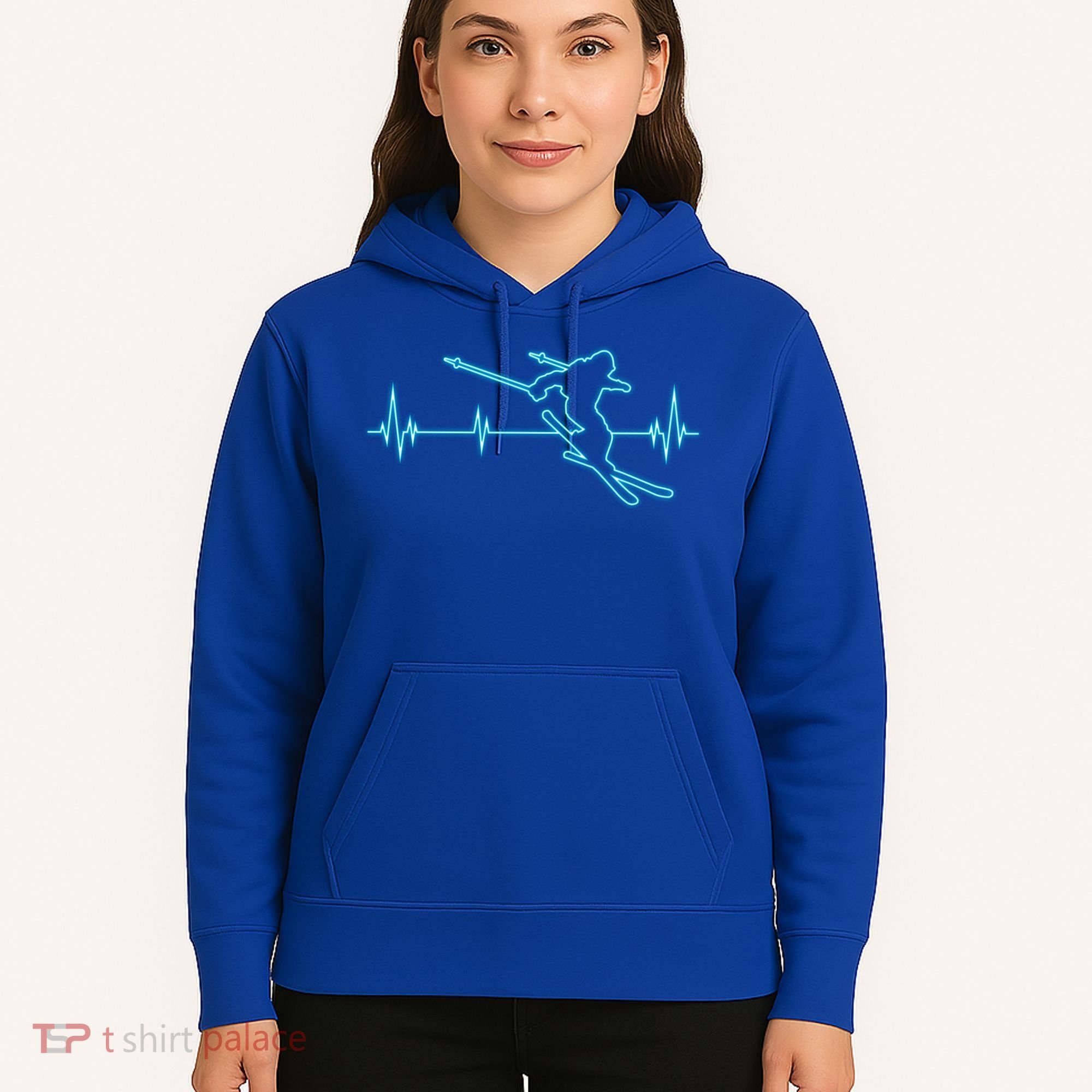 Ski Cool Gift Skiing Heartbeat Tee Skier Cool Gift Skiing Lover Gift Hoodie