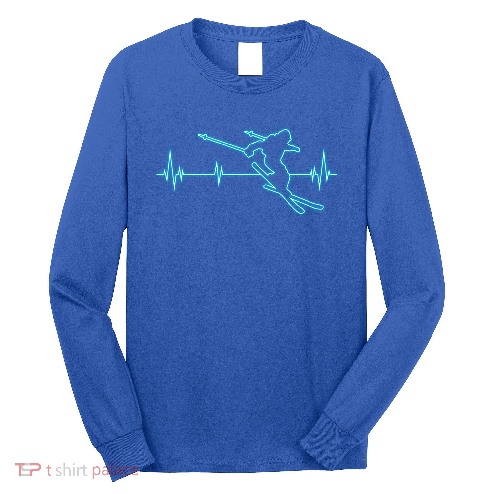 Ski Cool Gift Skiing Heartbeat Tee Skier Cool Gift Skiing Lover Gift Long Sleeve Shirt
