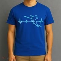 Ski Cool Gift Skiing Heartbeat Tee Skier Cool Gift Skiing Lover Gift T-Shirt thumb 3