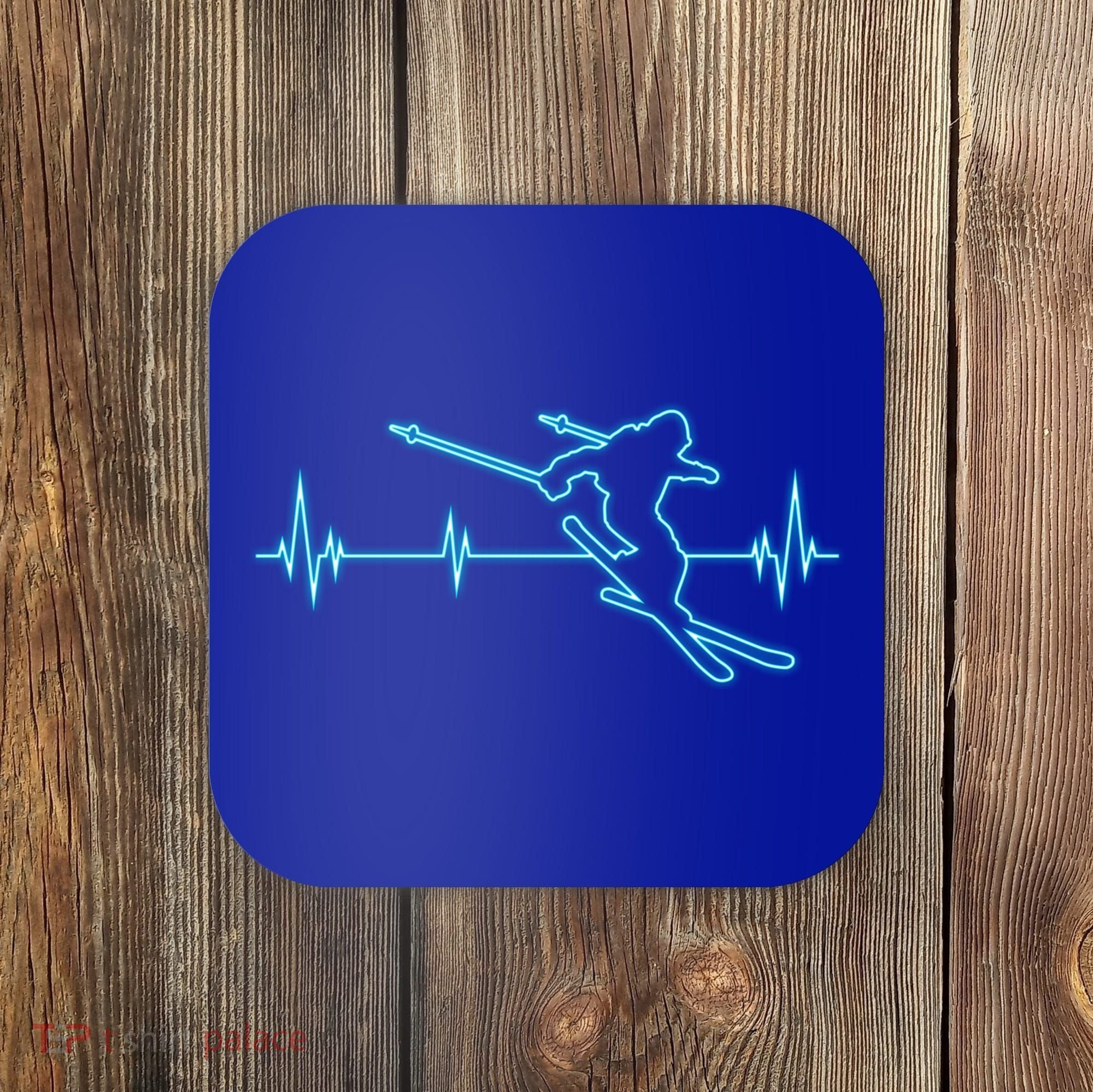 Ski Cool Gift Skiing Heartbeat Tee Skier Cool Gift Skiing Lover Gift Coaster
