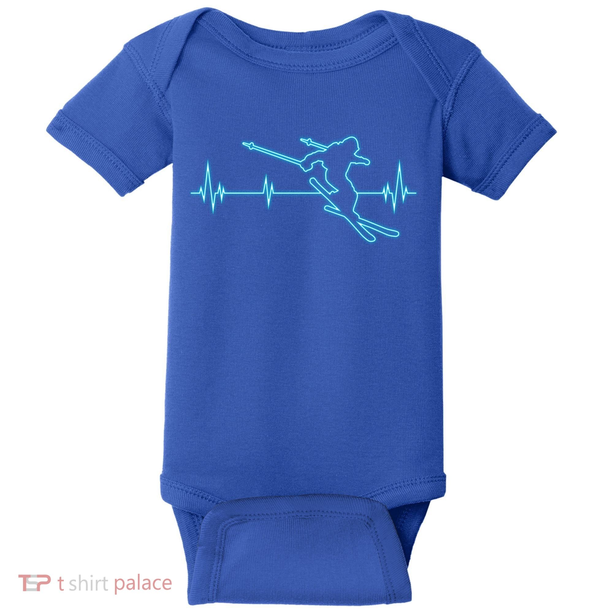 Ski Cool Gift Skiing Heartbeat Tee Skier Cool Gift Skiing Lover Gift Baby Bodysuit