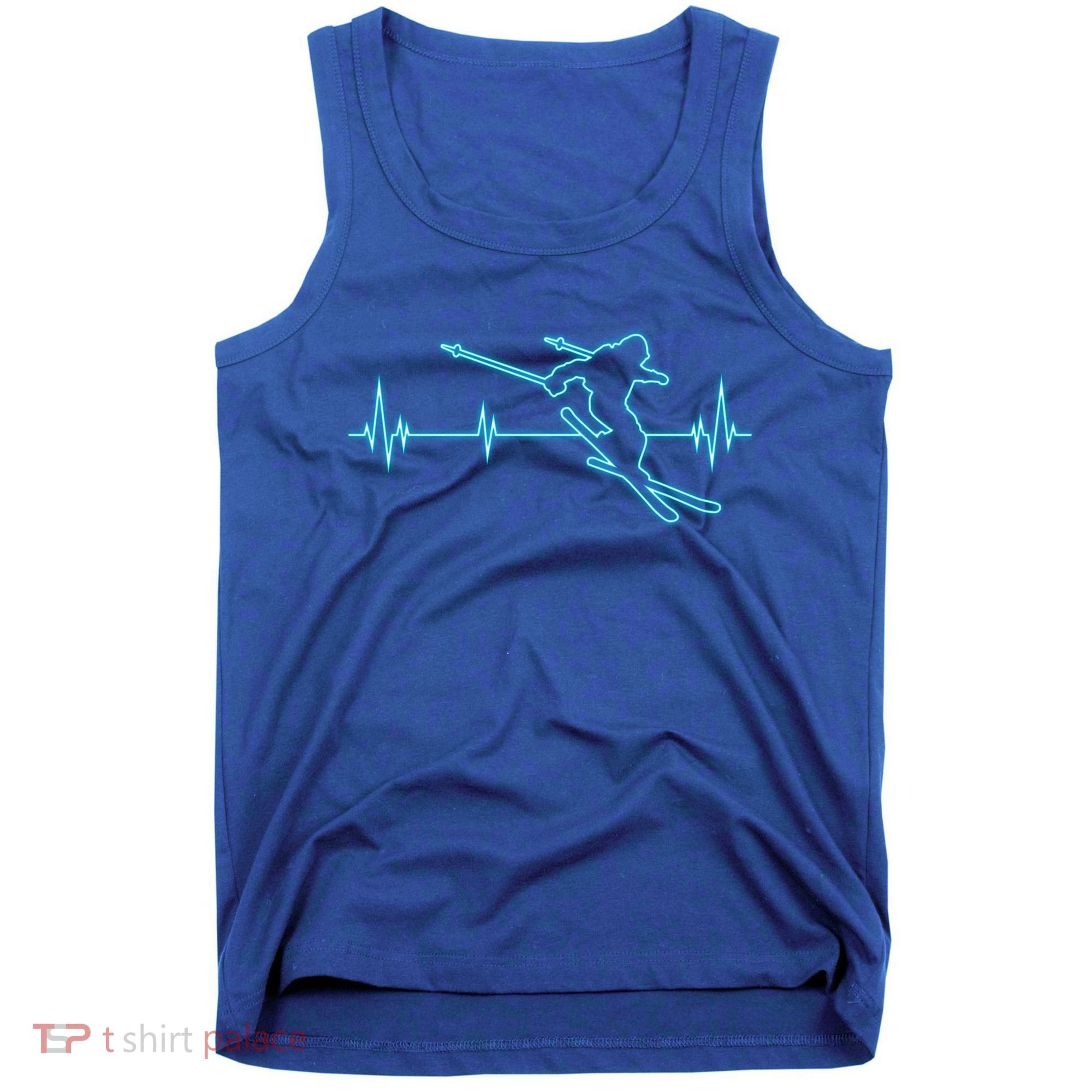 Ski Cool Gift Skiing Heartbeat Tee Skier Cool Gift Skiing Lover Gift Tank Top