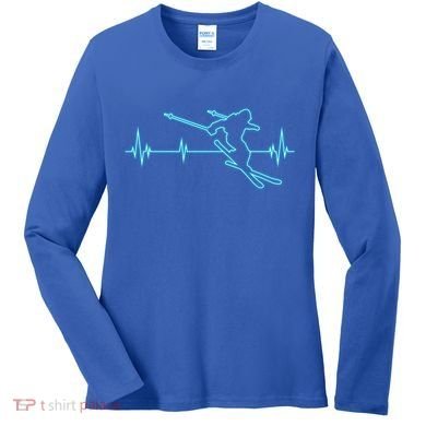 Ski Cool Gift Skiing Heartbeat Tee Skier Cool Gift Skiing Lover Gift Women's Long Sleeve Shirt