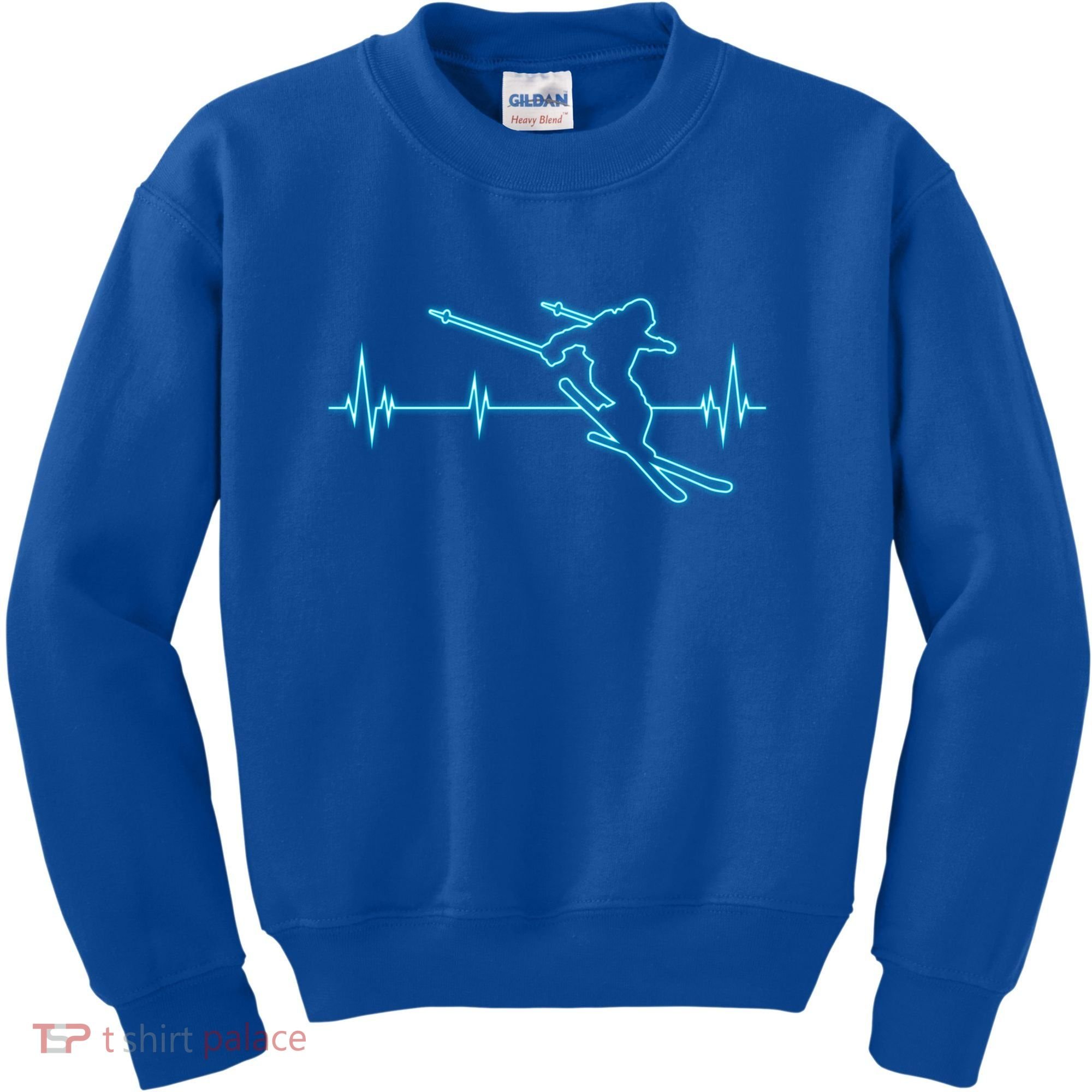 Ski Cool Gift Skiing Heartbeat Tee Skier Cool Gift Skiing Lover Gift Kids Sweatshirt