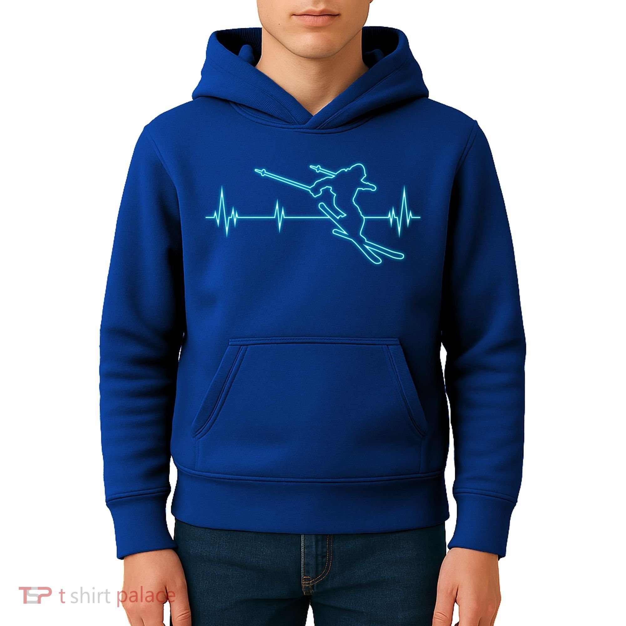 Ski Cool Gift Skiing Heartbeat Tee Skier Cool Gift Skiing Lover Gift Kids Hoodie