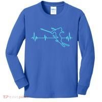 Ski Cool Gift Skiing Heartbeat Tee Skier Cool Gift Skiing Lover Gift Kids Long Sleeve Shirt thumb 0