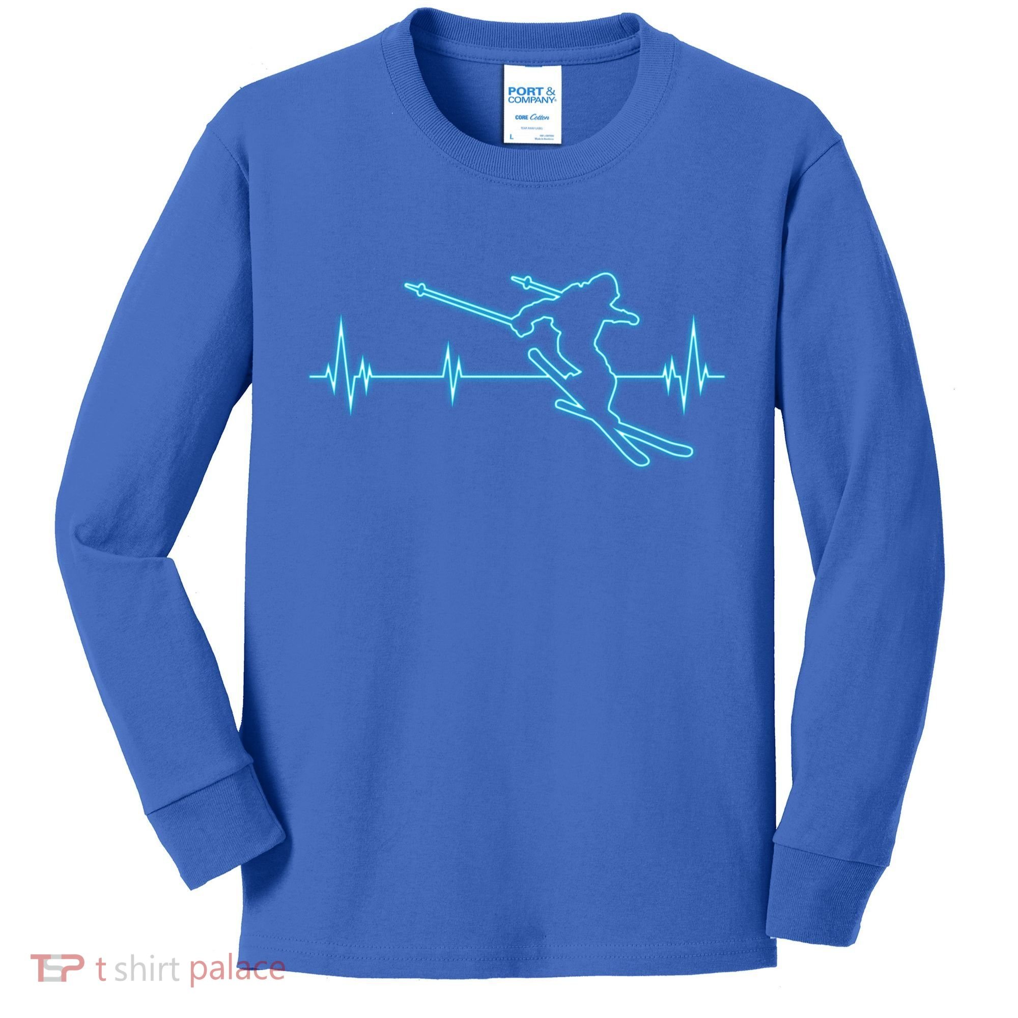 Ski Cool Gift Skiing Heartbeat Tee Skier Cool Gift Skiing Lover Gift Kids Long Sleeve Shirt