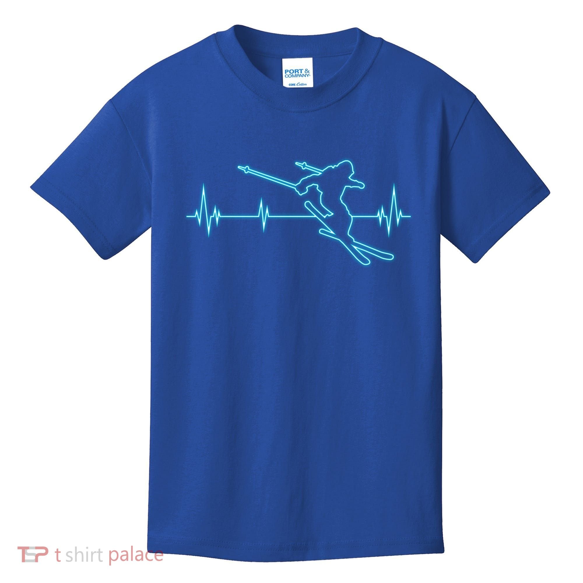 Ski Cool Gift Skiing Heartbeat Tee Skier Cool Gift Skiing Lover Gift Kids T-Shirt