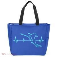 Ski Cool Gift Skiing Heartbeat Tee Skier Cool Gift Skiing Lover Gift Tote Bag thumb 0