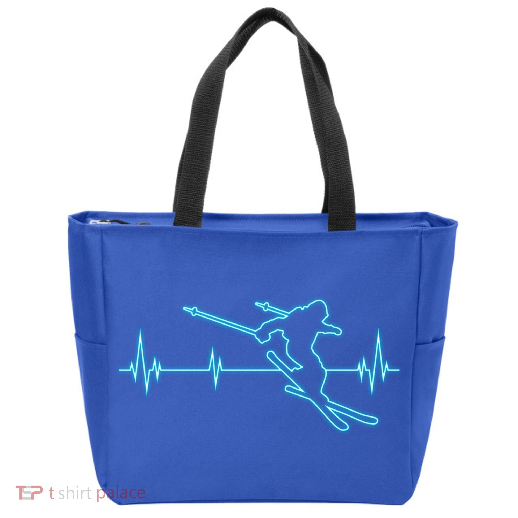 Ski Cool Gift Skiing Heartbeat Tee Skier Cool Gift Skiing Lover Gift Tote Bag