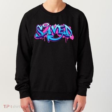 Saved Christian Graffiti Art Retro 80S 90s Women's Sweatshirt