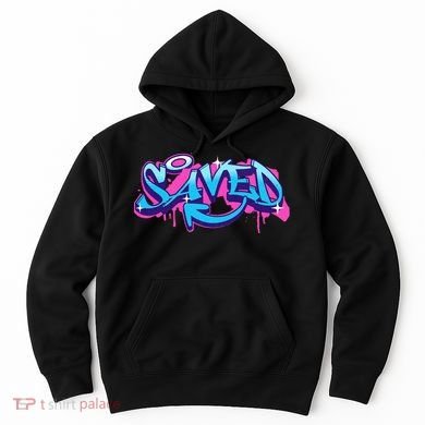 Saved Christian Graffiti Art Retro 80S 90s Hoodie