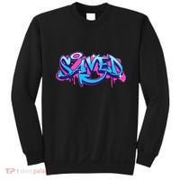 Saved Christian Graffiti Art Retro 80S 90s Sweatshirt thumb 0